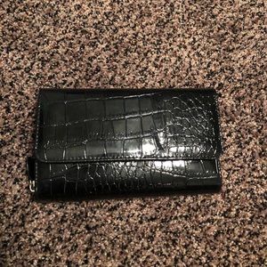 Black Leather Patterned Wallet!